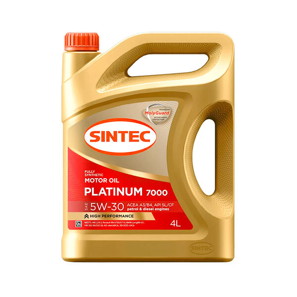 Масло моторное синтетическое PLATINUM SAE 5W-30, API SL/СF 4л SINTEC