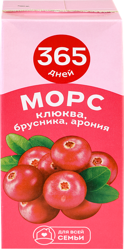 Морс 365 дней клюква, брусника, арония 1 л