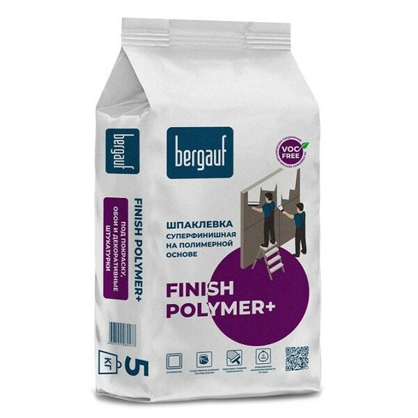Шпаклевка финишная на полимерной основе Bergauf Finish Polymer+, 5 кг