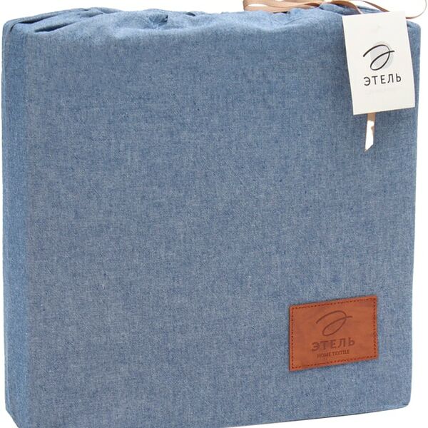 Комплект постельного белья Этель Denim синий жатый хлопок 1.5-спальный