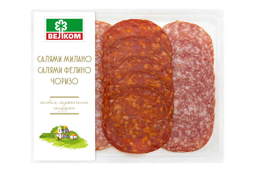 

Колбасы Велком Салями Милано, салями Фелино и Чоризо сырокопченые полусухие 90 г