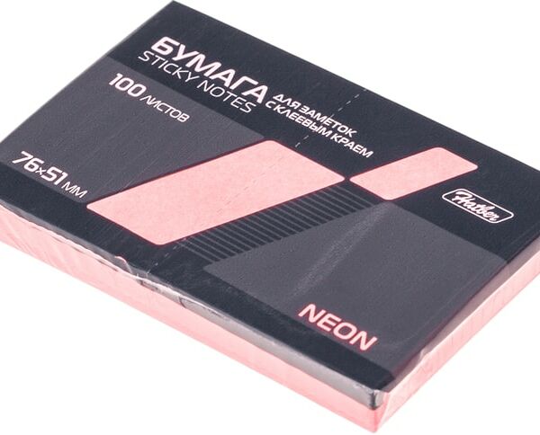 Бумага для заметок Hatber с клеевым краем Neon Розовая 7.6*5.1см 100 листов
