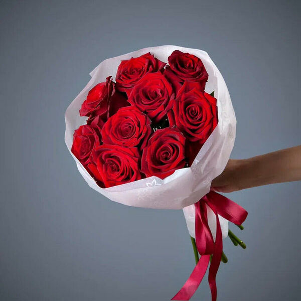 Монобукет 9 Роз Explorer в упаковке с тишью