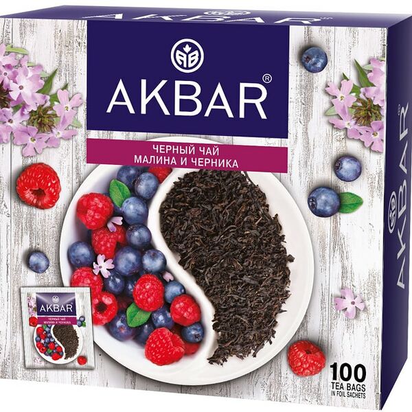 Чай черный Akbar Малина и Черника 100*1.5г