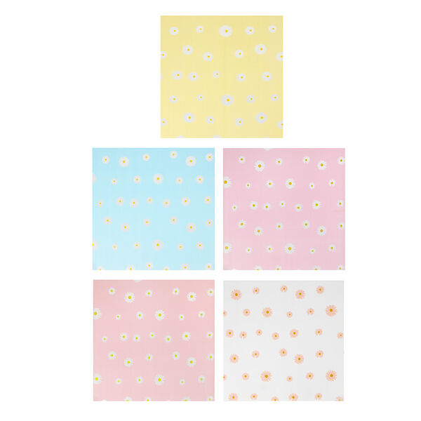 Пленка для упаковки подарков и цветов с узором, 2 шт по 57х57 см, ромашки, 5 дизайнов