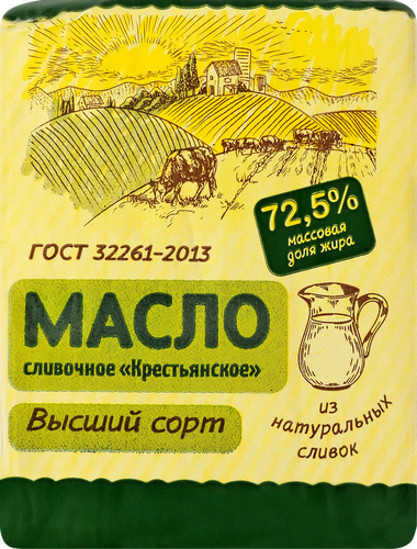 

Масло сливочное Молсбыт Крестьянское 72,5%, без змж, 200г