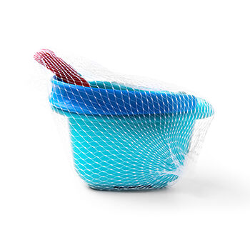 Игрушка HAPE для песка (море, песочница) синее треугольное ведерко, красный совок, Китай