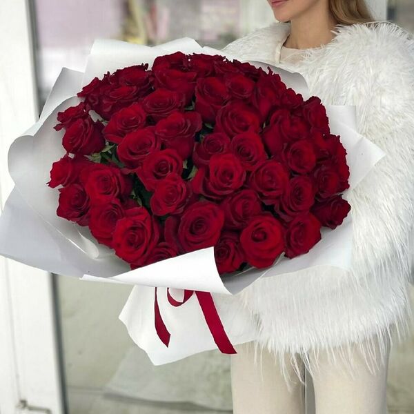 51 красная роза 60см Эквадор