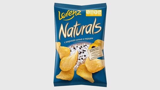 Чипсы картофельные Lorenz Naturals с морской солью и перцем, 100г