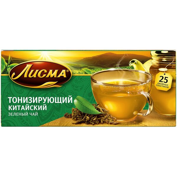 Чай зеленый Лисма тонизирующий 25 пакетиков по 2г