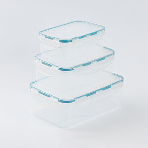 Комплект контейнеров для продуктов прямоугольный 0,5л +1л + 1,5л с защелками (бесцветный)