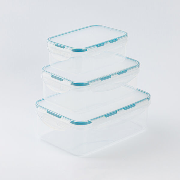 Комплект контейнеров для продуктов прямоугольный 0,5л +1л + 1,5л с защелками (бесцветный)