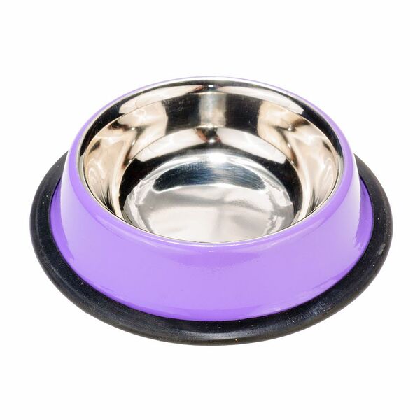 Миска для кошек цветной металл, резиновое основание 240мл