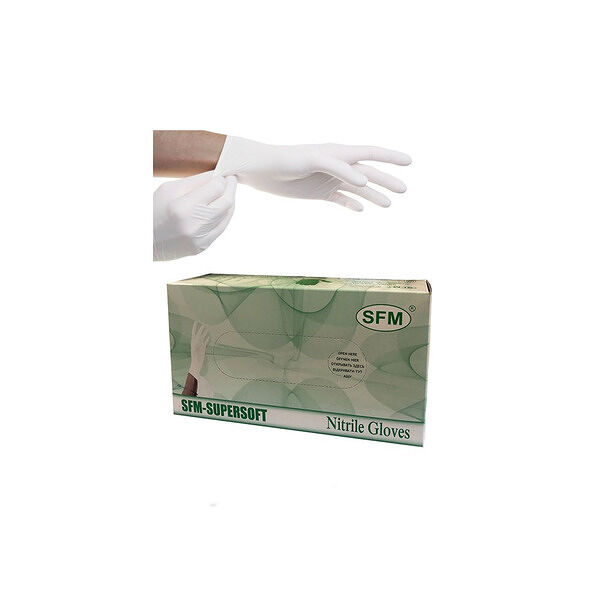 SFM Перчатки нитриловые нестерильные размер S белые 100 пар
