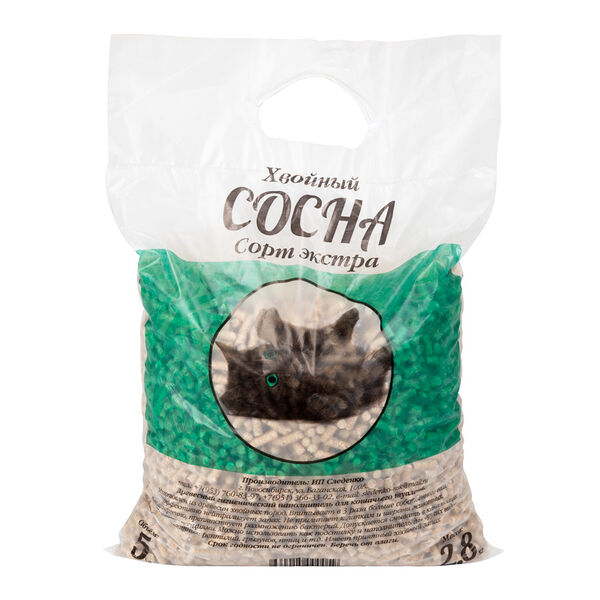 Наполнитель Сосна древесный для кошек 5 л (2,8 кг)