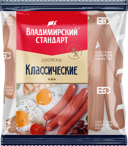 

Сосиски Владимирский стандарт Классические, категория В, 600 г