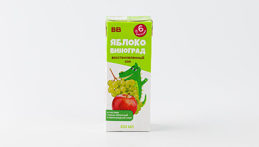 Сок ВкусВилл яблочно-виноградный восстановленный, осветленный 200мл