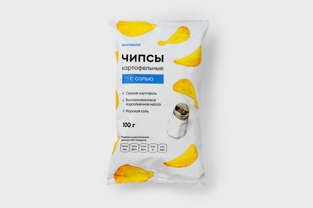 

Чипсы ВкусВилл картофельные с солью 100 г