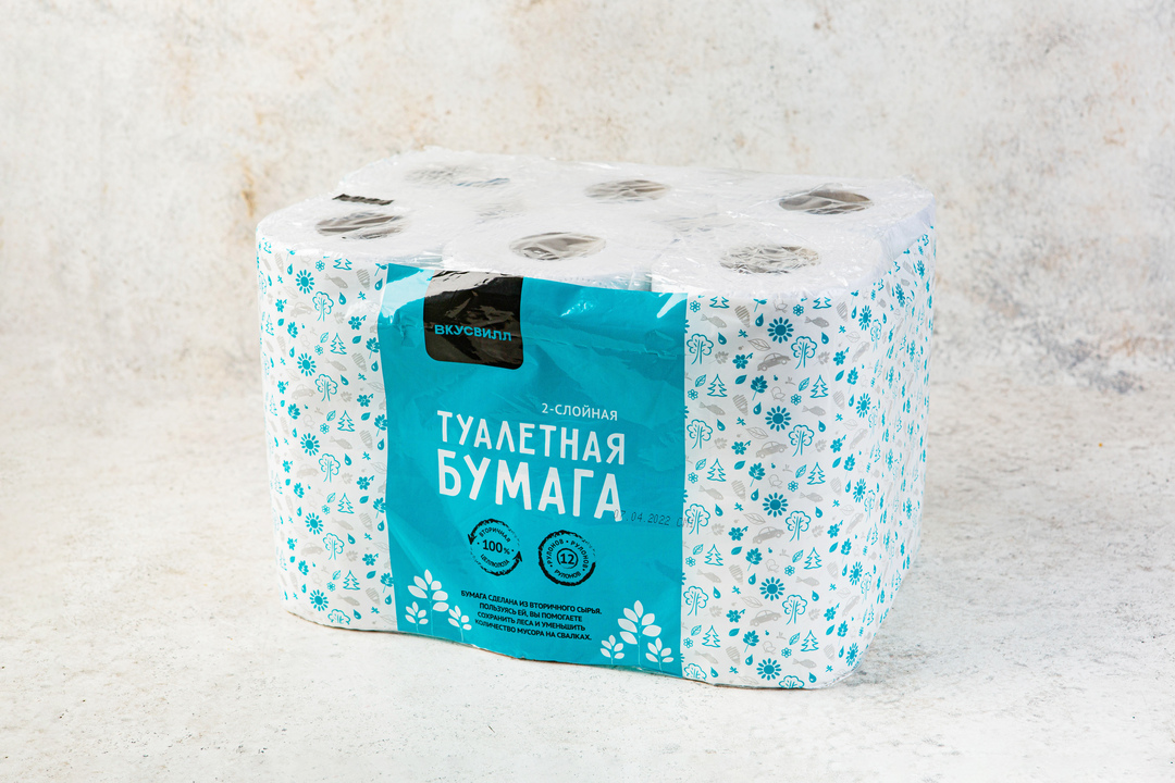 

Бумага туалетная ВкусВилл 12 рулонов 2 слоя