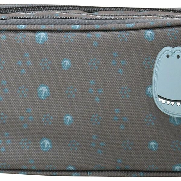 Пенал 3 отд бол Lorex Kids Dino 210x90x90 мм серый полиэстер