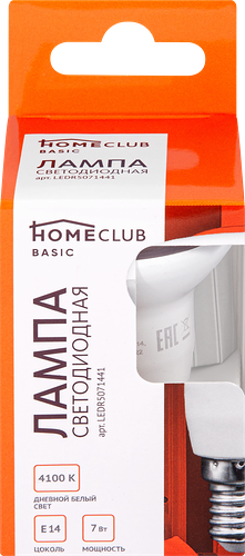 Лампа светодиодная HOMECLUB R50 E14 7Вт холодный