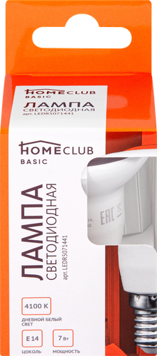 

Лампа светодиодная Homeclub R50 E14 7Вт холодный