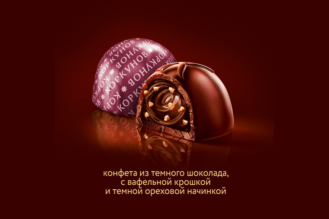 

Коллекция шоколадных конфет Коркунов из темного и молочного шоколада с фундуком и вафельной крошкой 165 г