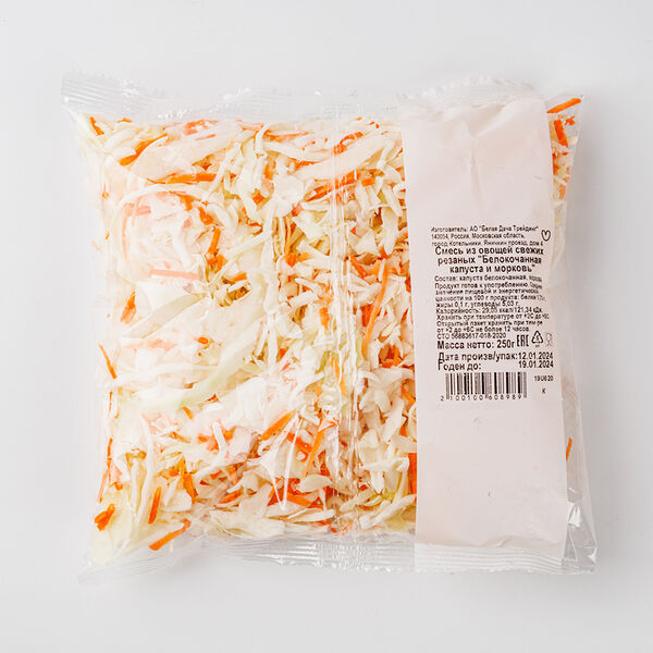 Микс из капусты белокочанной и моркови, нарезка, 250 г
