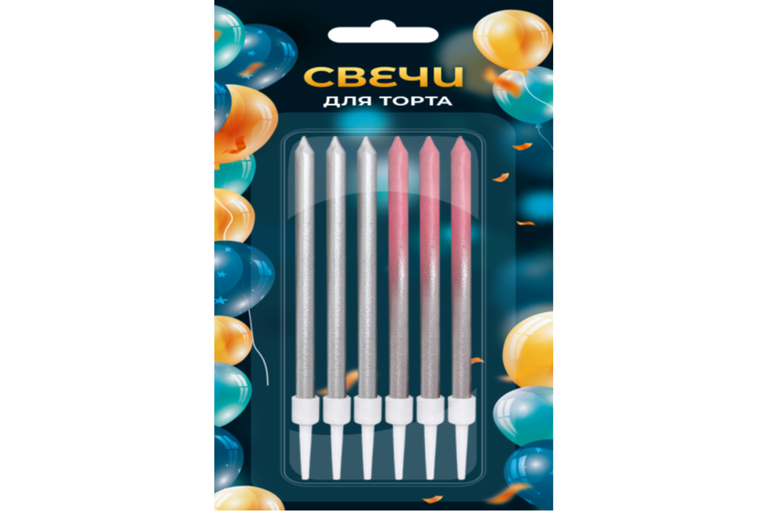 

Свечи для торта в ассортименте 10 см, 6шт._РП
