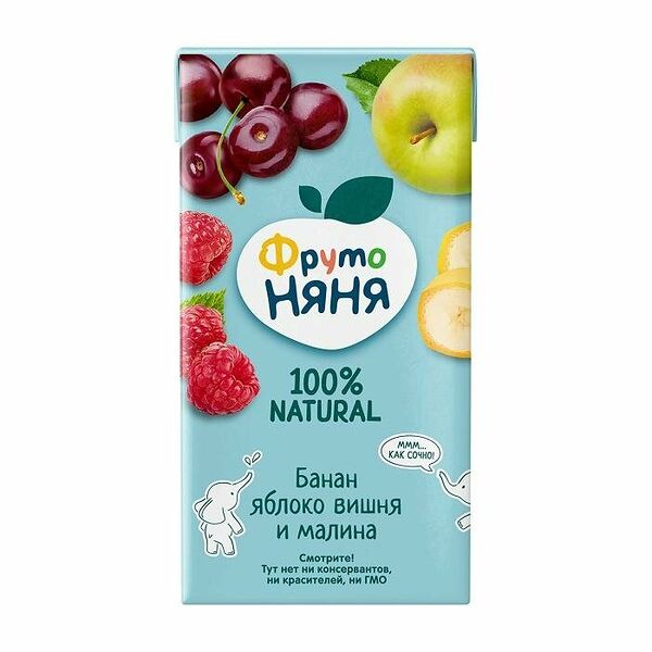 Нектар ФрутоНяня банан, яблоко, вишня, малина 500 мл