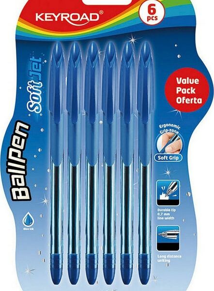 Набор ручек Keyroad шариковые 0.7мм синие 6шт