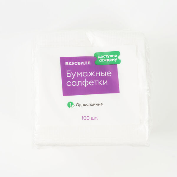 Салфетки бумажные 1слой, 100 шт, в ассортименте