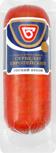 

Колбаса варено-копченая Омский бекон Сервелат Европейский 380 г