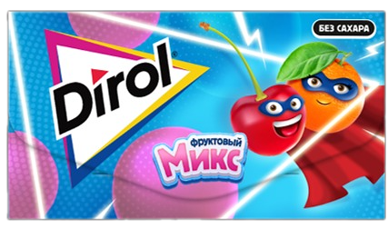 Жевательная резинка Dirol Фруктовый Микс в пластинках без сахара со вкусом фруктов, 13.5 г
