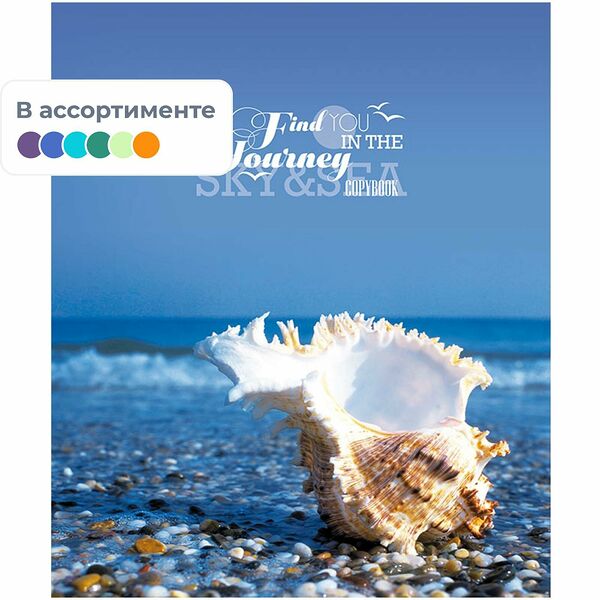 Тетрадь школьная А5,18л,клетка Sky & Sea ТШ18К9551/6 4вида