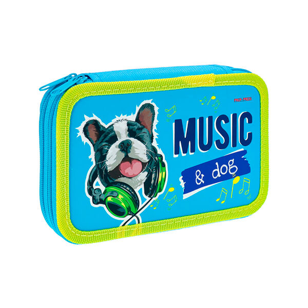 Пенал 2 секц  большой Щеночек с наушниками ПН-1362 190х115 софт-тачПН-1362