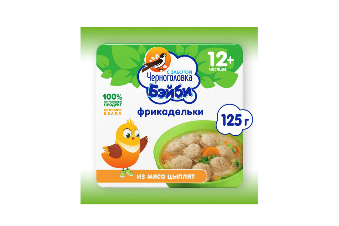 

Фрикадельки Черноголовка Бэйби из мяса цыплят в бульоне, с 12 месяцев 125 г