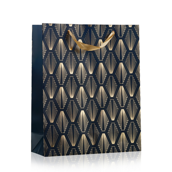 Пакет подарочный Урра, Синий с золотым орнаментом, 26*32*10 см