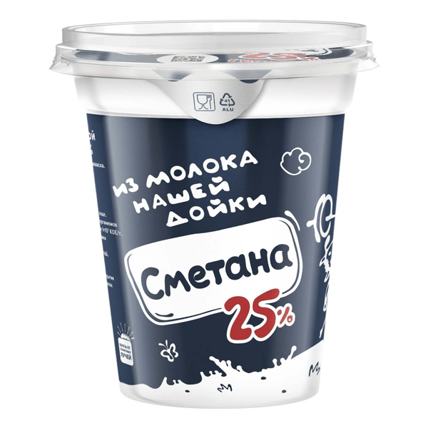 Сметана из молока Нашей дойки 25%, без змж