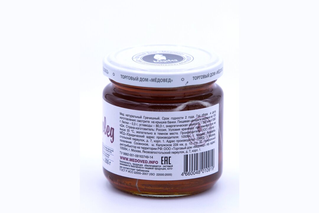 

Мед ТД Мёдовед Гречишный натуральный 250 г