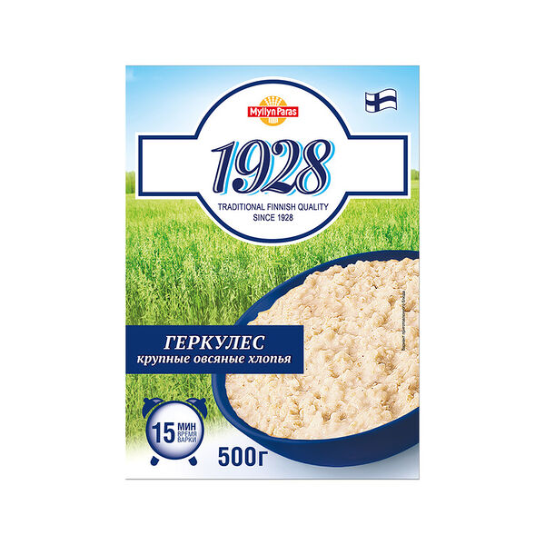 Хлопья Myllyn Paras 1928 Геркулес овсяные крупные б/п 15 мин 500 г