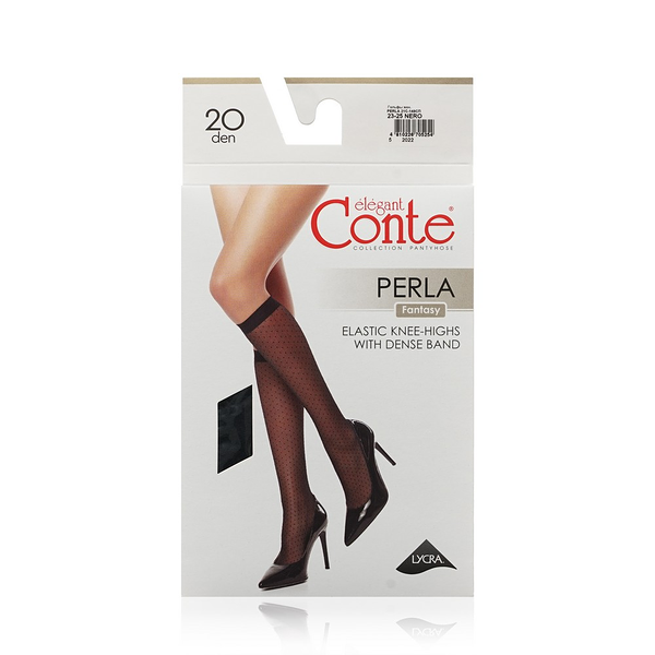 Женские гольфы с рисунком Conte Perla 20den Nero р.36-39