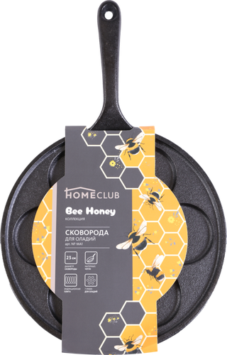 

Сковорода для оладий HOMECLUB Bee Honey 23 см, чугун, Арт. NF-MA1