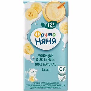 Коктейль молочный ФрутоНяня банан 2.1% с 12 месяцев 200 мл