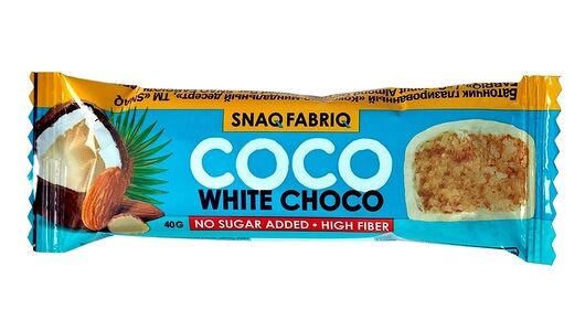 Батончик глазированный Snaq Fabriq Кокос и миндаль в белом шоколаде 40 г