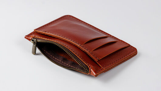 Кошелек на молнии из натуральной кожи. Цвет: коричневый