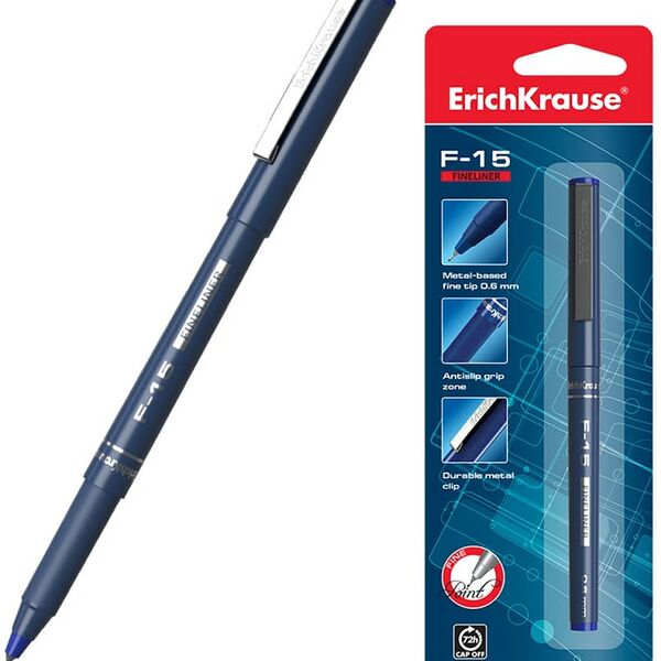 Ручка ErichKrause F-15 Stick Classic капиллярная синяя 1шт