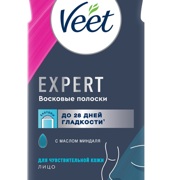 Полоски восковые Veet Expert для лица для чувствительной кожи, 20 шт
