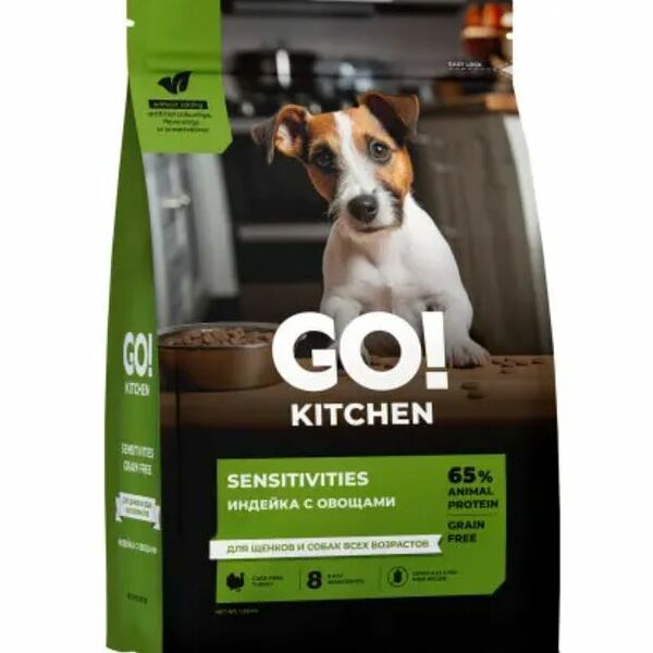 SENSITIVITIES Turkey GO Беззерновой корм для щенков и собак с индейкой для чувствительного пищеварения  1590 г