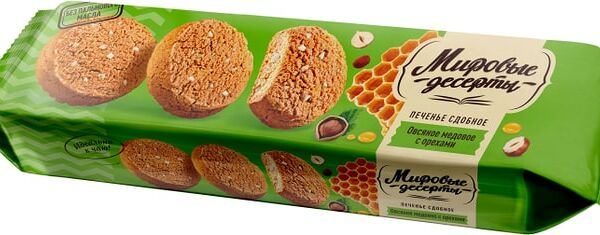 Печенье Мировые десерты Овсяное медовое с орехами 200г